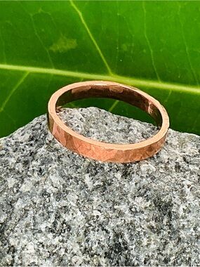 Raw Copper Ring Size 8.5 Band Jewelry Minimal Hammered Solid Handcrafted Made US